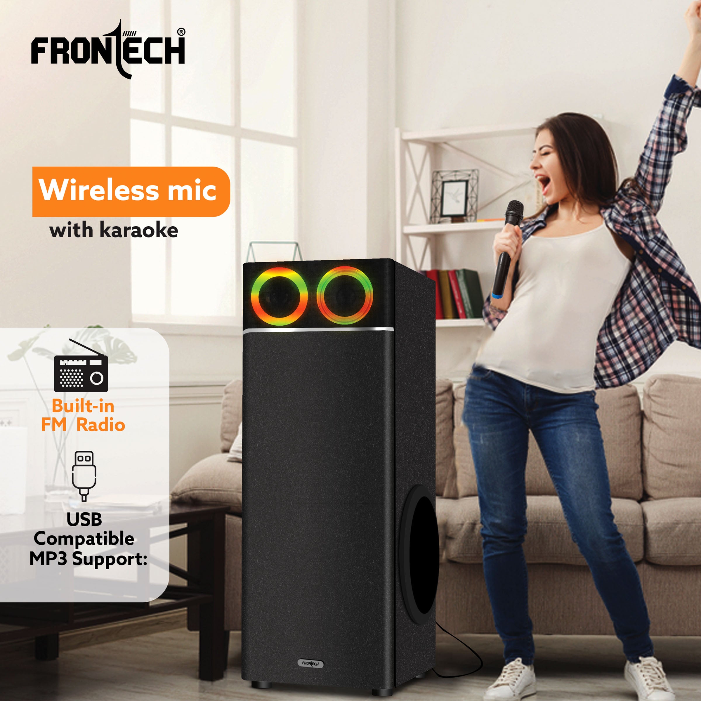 Frontech Crux Pro 120W Bluetooth 5.0 Tower Speaker System (SW-0162) Frontech Crux Pro 120W Bluetooth 5.0 Tower Speaker System (SW-0162)